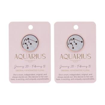 2PK Splosh Zodiac Sign Ceramic Keepsake Pin Rose Gold Enamel Aquarius 3x1x2.5cm