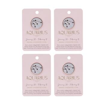 4PK Splosh Zodiac Sign Ceramic Keepsake Pin Rose Gold Enamel Aquarius 3x1x2.5cm
