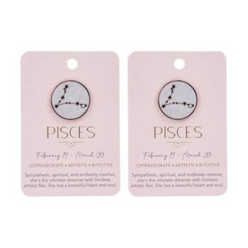 2PK Splosh Zodiac Sign Ceramic Keepsake Pin Rose Gold Enamel Pisces 3x1x2.5cm