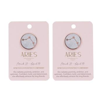 2PK Splosh Zodiac Sign Ceramic Keepsake Pin Rose Gold Enamel Aries 3x1x2.5cm