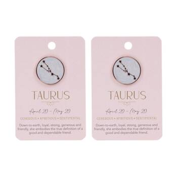 2PK Splosh Zodiac Sign Ceramic Keepsake Pin Rose Gold Enamel Taurus 3x1x2.5cm