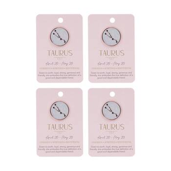 4PK Splosh Zodiac Sign Ceramic Keepsake Pin Rose Gold Enamel Taurus 3x1x2.5cm