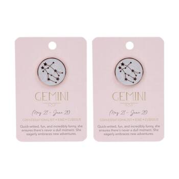 2PK Splosh Zodiac Sign Ceramic Keepsake Pin Rose Gold Enamel Gemini 3x1x2.5cm