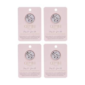 4PK Splosh Zodiac Sign Ceramic Keepsake Pin Rose Gold Enamel Gemini 3x1x2.5cm
