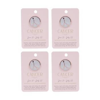 4PK Splosh Zodiac Sign Ceramic Keepsake Pin Rose Gold Enamel Cancer 3x1x2.5cm