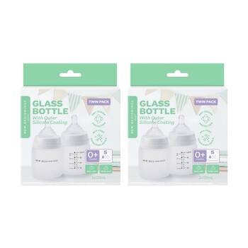 2x 2pc New Beginnings Anti-Colic Glass Bottle With Silicone Coating Set 120ml