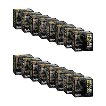 16x 24pc Saniflex Single Use Disposible Heavy Duty Nitrile Gloves L Black