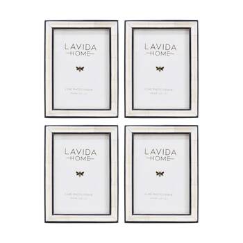4PK LVD 5x7 In Marina Bone/Resin Picture Frame Ivory/Black 20.32x15.24x1.91cm