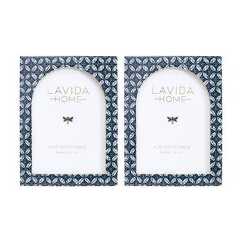 2PK LVD 5x7 In Audrey Resin Picture/Photo Frame Navy 20.32x15.24x1.27cm
