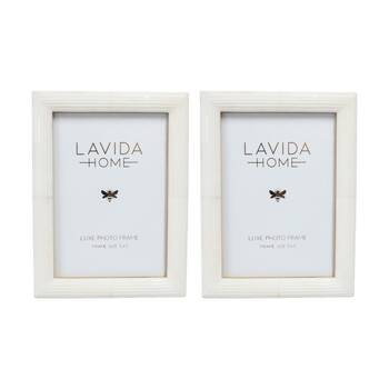 2PK LVD 5x7 Inch Paloma Bone Picture/Photo Frame Ivory 20.32x15.24x1.27cm