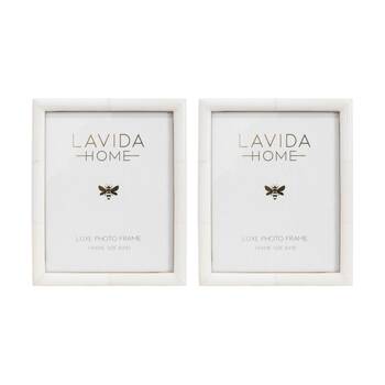 2PK LVD 8x10 Inch Paloma Bone Picture/Photo Frame Ivory 27.94x22.86x1.27cm