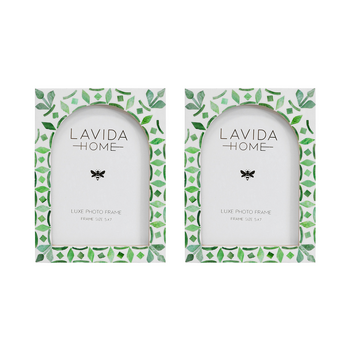 2PK LVD 5x7in Selene Contemporary Bone/Resin Picture/Photo Frame Decor Green