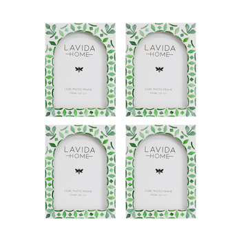4PK LVD 5x7in Selene Contemporary Bone/Resin Picture/Photo Frame Home Green