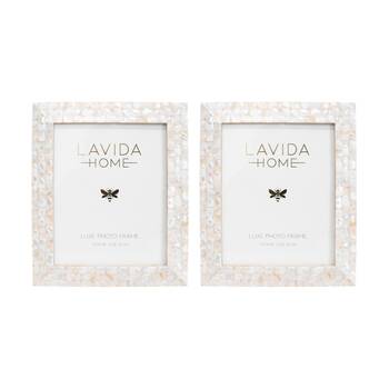 2PK LVD 8x10in Odette Contemporary MOP Shell Picture/Photo Frame Decor Mosaic