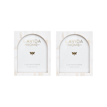 2PK LVD 8x10 Inch Arch Bone Picture/Photo Frame Gold/Cream 27.94x22.86x1.27cm