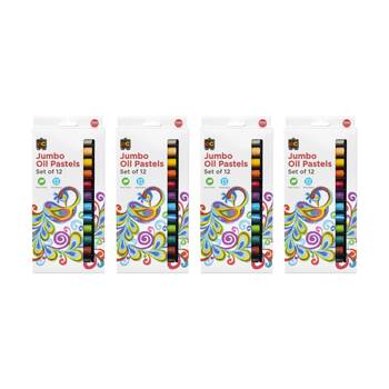 4x 12pc Educational Colours Jumbo Oil Pastels Junior Student Paint Set Assorted