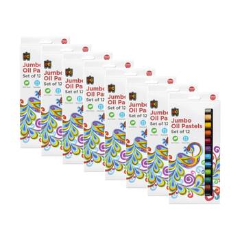 8x 12pc Educational Colours Jumbo Oil Pastels Junior Student Paint Set Assorted