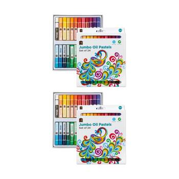 2x 24pc Educational Colours Jumbo Oil Pastels Paint Set for Junior Student