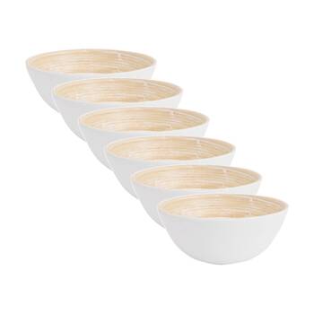 6PK LVD Small Assorted Round Bamboo Decorative/Serving Bowl 15x15x6cm