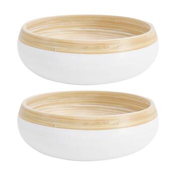 2PK LVD Low Natural/White Round Bamboo Bowl Decorative/Serving 20x20x6cm