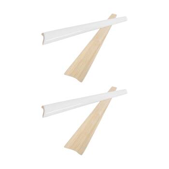 2x 2pc LVD Modern Lightweight White Accent Handle Bamboo Salad Server Set 30cm