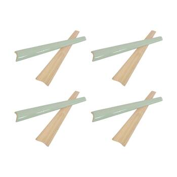 4x 2pc LVD Modern Lightweight Sage Accent Handle Bamboo Salad Server Set 30cm