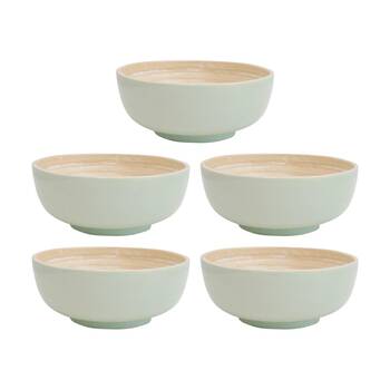 5PK LVD Small Sage Round Bamboo Bowl Decorative/Serving 15cm diameter