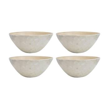 4PK LVD Medium Round Bamboo Capiz Shell Bowl Decorative/Salad 25x25x10cm