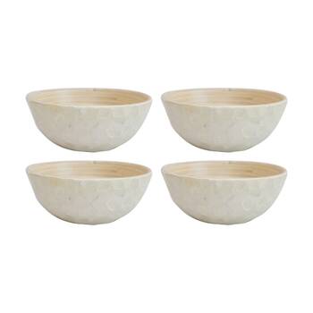 4PK LVD Small Round Bamboo Capiz Shell Bowl Decorative/Salad 15x15x6cm