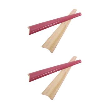 2x 2pc LVD Modern Lightweight Berry Accent Handle Bamboo Salad Server Set 30cm