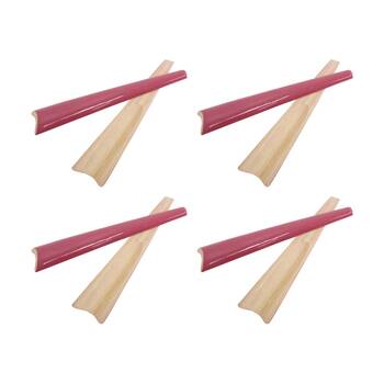 4x 2pc LVD Modern Lightweight Berry Accent Handle Bamboo Salad Server Set 30cm