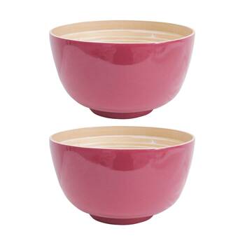 2PK LVD Medium Round Bamboo Bowl Berry Decorative/Serving 25x25x4cm