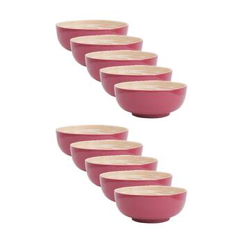 10PK LVD Small Round Bamboo Bowl Berry Decorative/Serving 15cm diameter