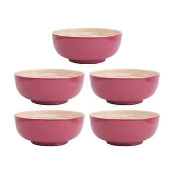 5PK LVD Small Round Bamboo Bowl Berry Decorative/Serving 15cm diameter