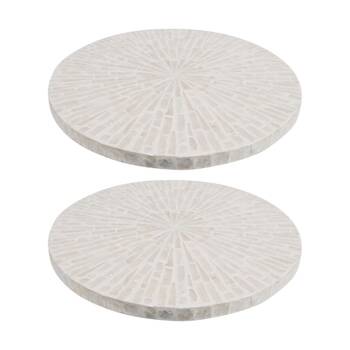 2PK LVD Bamboo Shell Round Serving Lazy Susan Home Kitchen Decor 30x30x14cm