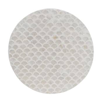 LVD Curved Shell & Bamboo Home Decorative Mat Coastal Decor 35x35cm