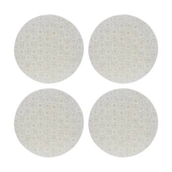 4PK LVD Circle Shell & Bamboo Home Decorative Mat Coastal Decor 35x35cm