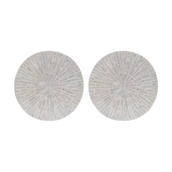 2PK LVD Burst Shell & Bamboo Home Decorative Mat Coastal Decor 25x25cm