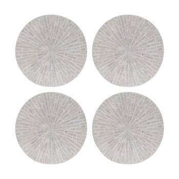 4PK LVD Burst Shell & Bamboo Home Decorative Mat Coastal Decor 25x25cm