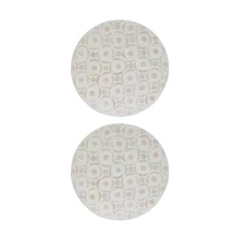 2PK LVD Circle Shell & Bamboo Home Decorative Mat Coastal Decor 25x25cm