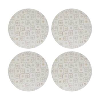 4PK LVD Circle Shell & Bamboo Home Decorative Mat Coastal Decor 25x25cm