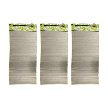 3PK Braz Outdoor Straw Beach Mat W/ Carry Strap & Zipper Pocket 170x60cm