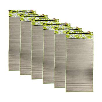 6PK Braz Outdoor Straw Beach Mat W/ Carry Strap & Zipper Pocket 170x60cm