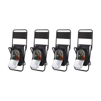 4PK Braz Portable Outdoor Camping Patio Folding Cooler Chair 76x34x33cm Black