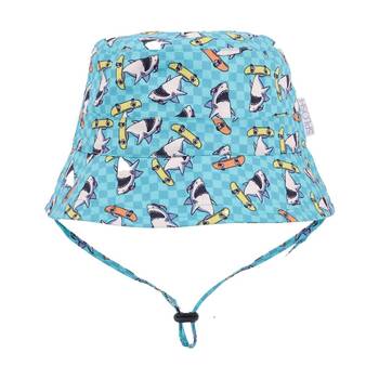 Splosh Out & About Kids Cotton Bucket Hat Chin Strap Blue Shark