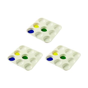3PK Educational Colours 9 Well Muffin Palette Painting Tray White Kids Art/Craft