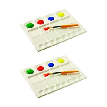 2PK Educational Colours 20 Well Palette Painting Tray White Kids Art/Craft