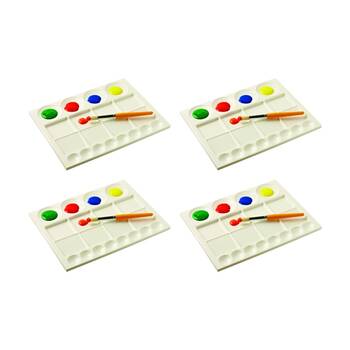 4PK Educational Colours 20 Well Palette Painting Tray White Kids Art/Craft