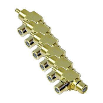 6PK Rca Plug To 2X Sockets Gold Plated Double Adaptor Audio Video Adapter
