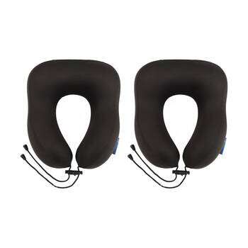 2PK Paklite Neck Pillow Travel Comfort Lightweight Support Blck 26x28x13cm